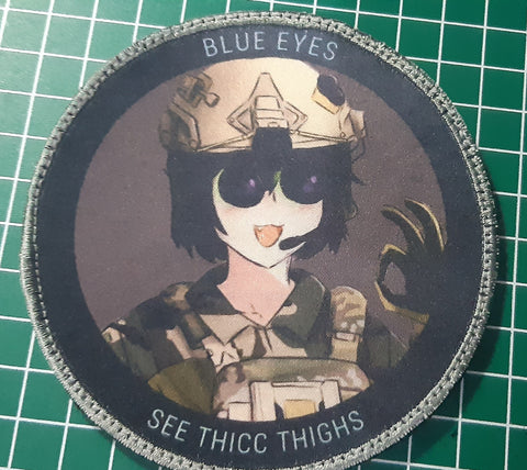 "Blue eyes See thicc thighs" Patch